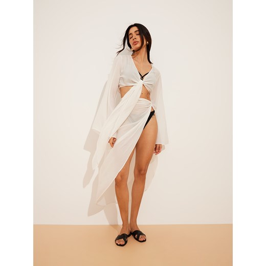 Mohito - Spódnica plażowa z modalu - biały ze sklepu Mohito w kategorii Odzież plażowa - zdjęcie 173518127