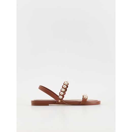 Reserved - Skórzane sandały z paskami - brązowy ze sklepu Reserved w kategorii Sandały damskie - zdjęcie 173519108