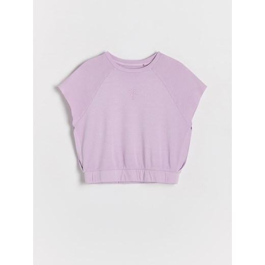 Reserved - T-shirt z wycięciem - fioletowy ze sklepu Reserved w kategorii Bluzki dziewczęce - zdjęcie 173519499