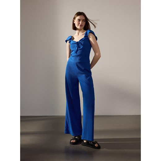 Reserved - Luźne spodnie w prążek - niebieski Reserved XL Reserved