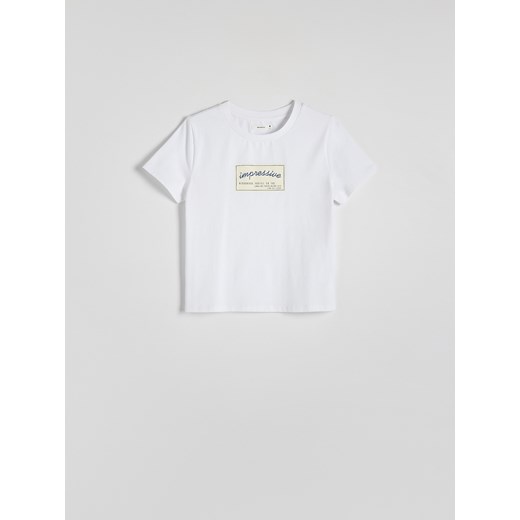 Reserved - T-shirt z nadrukiem - biały ze sklepu Reserved w kategorii Bluzki damskie - zdjęcie 173519787