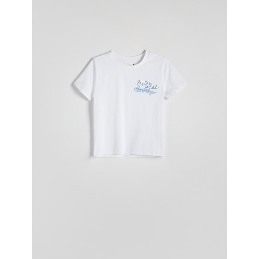 Reserved - T-shirt z nadrukiem - biały ze sklepu Reserved w kategorii Bluzki damskie - zdjęcie 173519789