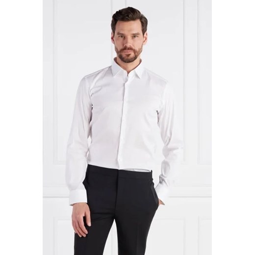 Koszula męska Hugo Boss z długimi rękawami biała z bawełny elegancka z klasycznym kołnierzykiem