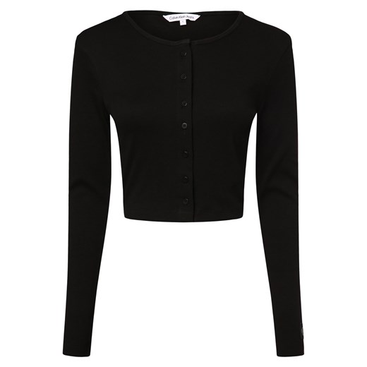 Calvin Klein Jeans Damska kurtka koszulowa Kobiety Bawełna czarny jednolity ze sklepu vangraaf w kategorii Swetry damskie - zdjęcie 173522475