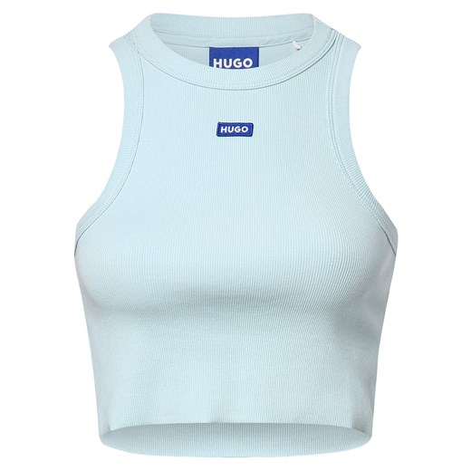 HUGO BLUE Top damski - Baby Tank_B Kobiety Bawełna jasnoniebieski jednolity ze sklepu vangraaf w kategorii Bluzki damskie - zdjęcie 173522516