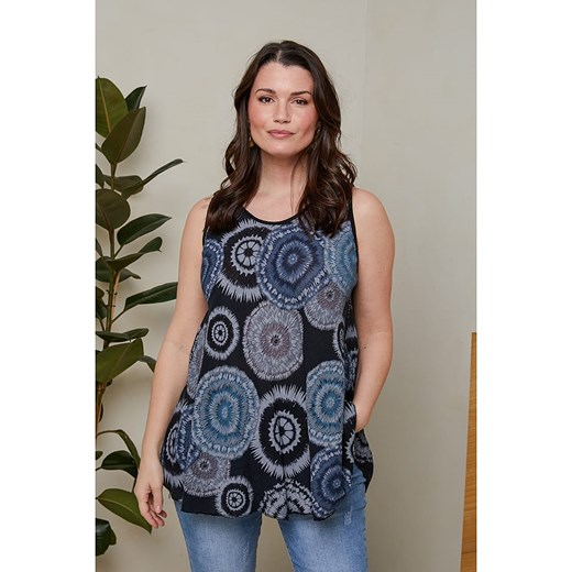 Bluzka damska Curvy Lady casual bez rękawów z wiskozy z okrągłym dekoltem