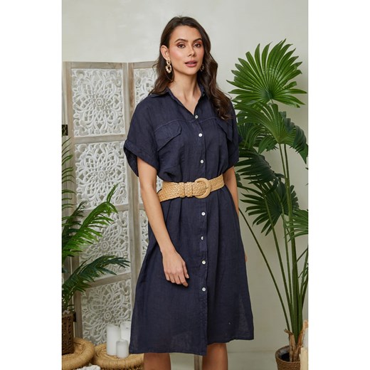 Sukienka Lin Passion koszulowa luźna z długimi rękawami 