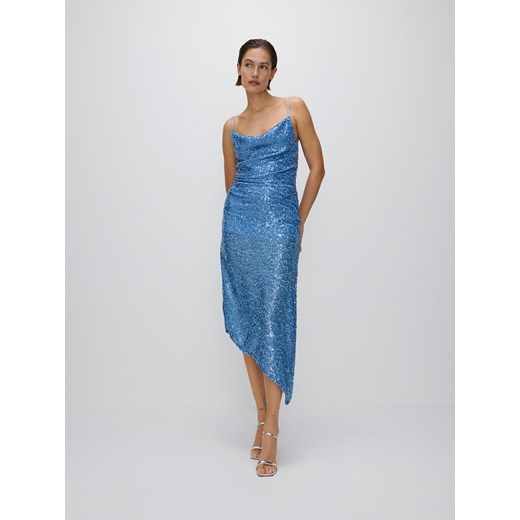 Reserved - Asymetryczna sukienka z cekinami - jasnoniebieski ze sklepu Reserved w kategorii Sukienki - zdjęcie 173526746