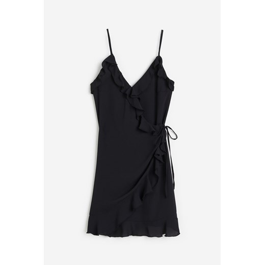 H & M - Kopertowa sukienka z falbaną - Czarny ze sklepu H&M w kategorii Sukienki - zdjęcie 173527608