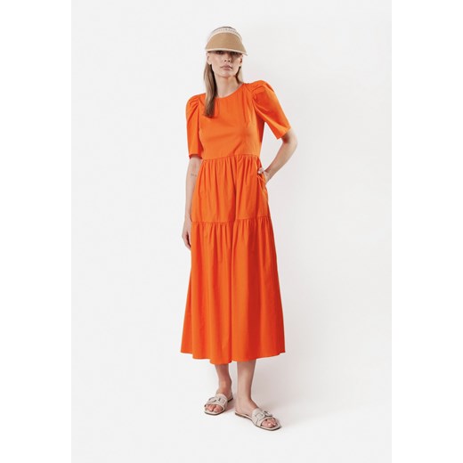 Pomarańczowa sukienka z wiązaniem ze sklepu Molton w kategorii Sukienki - zdjęcie 173531617
