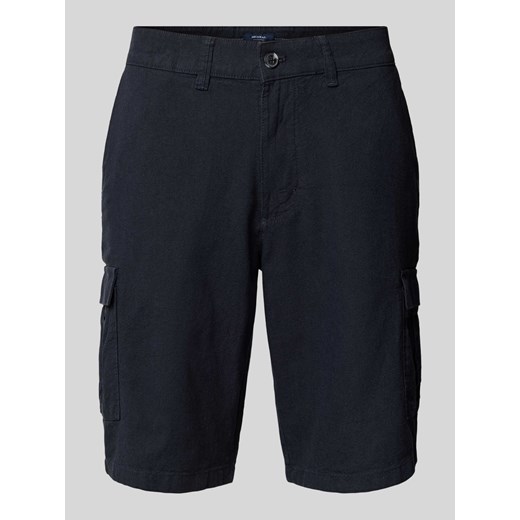 Szorty lniane o kroju regular fit z kieszeniami cargo ze sklepu Peek&Cloppenburg  w kategorii Spodenki męskie - zdjęcie 173532488