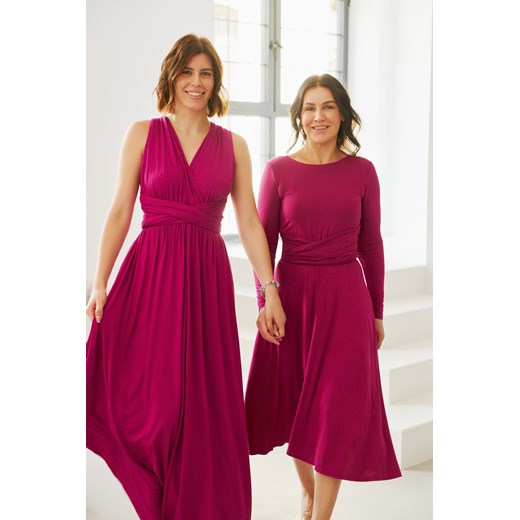 Sukienka infinity midi z długim rękawem Viva Magenta XS Naoko XL NAOKO