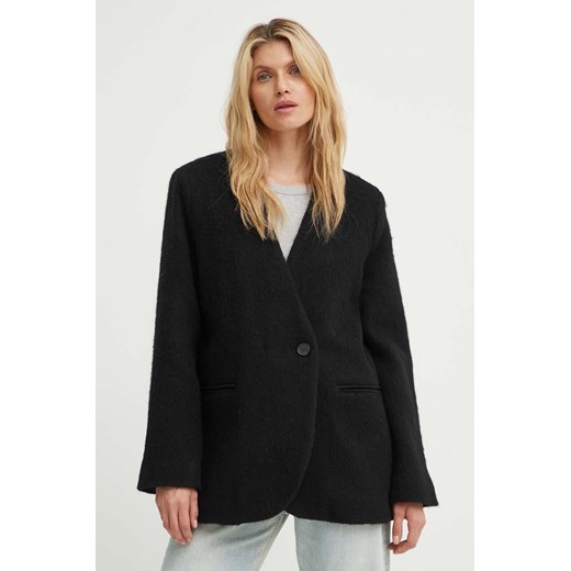 Won Hundred kurtka wełniana kolor czarny przejściowa oversize 3054-14242 ze sklepu ANSWEAR.com w kategorii Kurtki damskie - zdjęcie 173542888