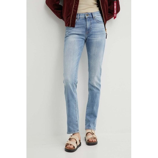 Pepe Jeans jeansy SLIM JEANS MW damskie kolor niebieski PL204589PG0 ze sklepu ANSWEAR.com w kategorii Jeansy damskie - zdjęcie 173543048