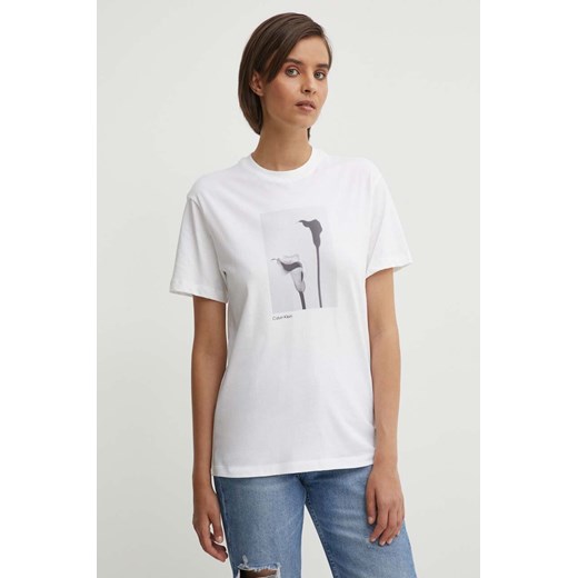 Calvin Klein t-shirt bawełniany damski kolor biały K20K207579 ze sklepu ANSWEAR.com w kategorii Bluzki damskie - zdjęcie 173543068