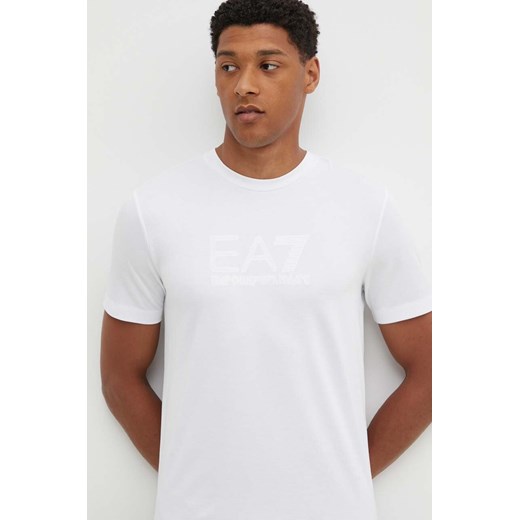 EA7 Emporio Armani t-shirt męski kolor biały z aplikacją PJUJZ.6DPT71 ze sklepu ANSWEAR.com w kategorii T-shirty męskie - zdjęcie 173543108