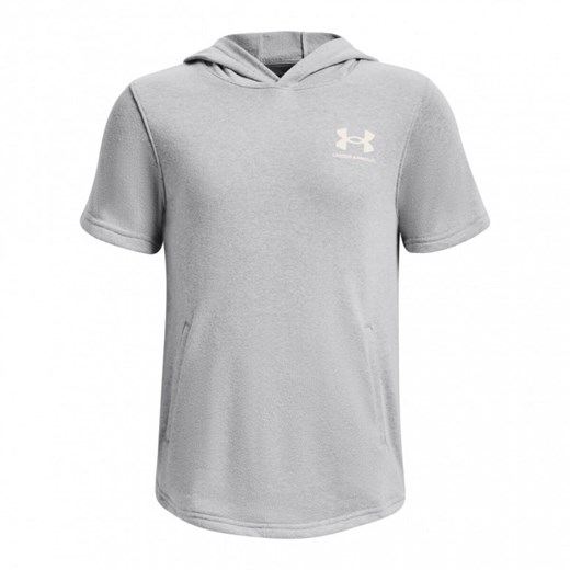 Chłopięca bluza dresowa nierozpinana z kapturem Under Armour UA Rival Terry - szara ze sklepu Sportstylestory.com w kategorii T-shirty chłopięce - zdjęcie 173549939