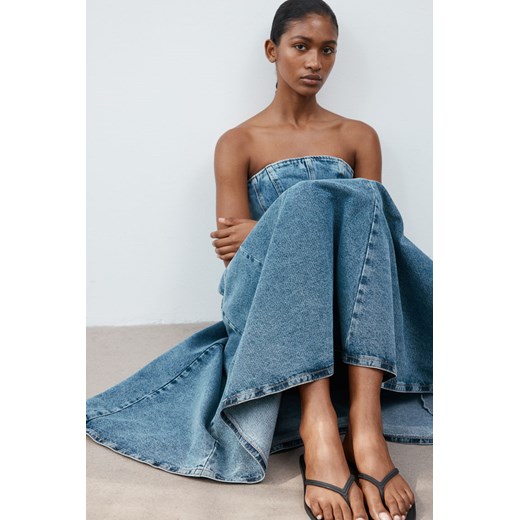 H & M - Kloszowa spódnica dżinsowa - Niebieski ze sklepu H&M w kategorii Spódnice - zdjęcie 173550457