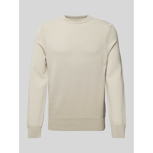Sweter z dzianiny z fakturowanym wzorem model ‘Kaponski’ ze sklepu Peek&Cloppenburg  w kategorii Swetry męskie - zdjęcie 173553279
