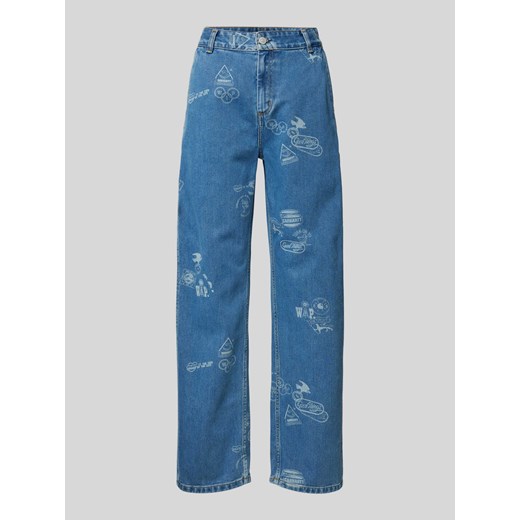 Jeansy o kroju relaxed fit z nadrukowanym motywem i logo model ‘STAMP’ ze sklepu Peek&Cloppenburg  w kategorii Jeansy damskie - zdjęcie 173555357