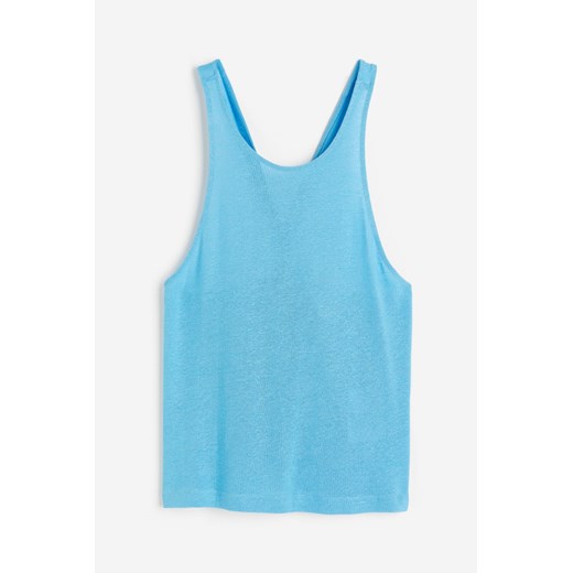 H & M - Koszulka z domieszką lnu - Niebieski ze sklepu H&M w kategorii Bluzki damskie - zdjęcie 173559236