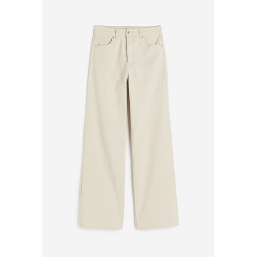 H & M - Szerokie spodnie z diagonalu - Beżowy H & M 42 H&M