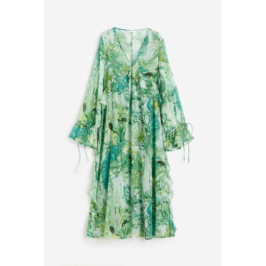 H & M - Długa sukienka z falbaną - Zielony H & M S H&M