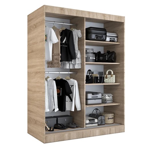 Szafa przesuwna 150 cm dąb sonoma + biały - Corina 4X Elior One Size Edinos.pl