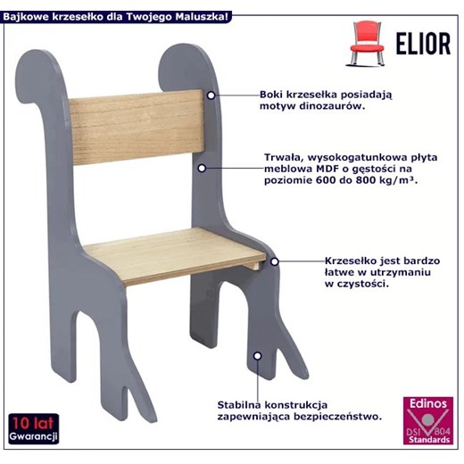 Krzesło dla dzieci z motywem dinozaurów - Awix 4X Elior One Size Edinos.pl