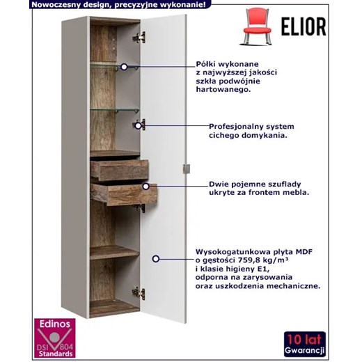 Słupek łazienkowy szary krzemowy - Larosa 3X Elior One Size Edinos.pl