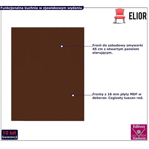 Front zmywarki z panelem odkrytym 45 cm tuscan red - Fiorentina 21X Elior One Size wyprzedaż Edinos.pl