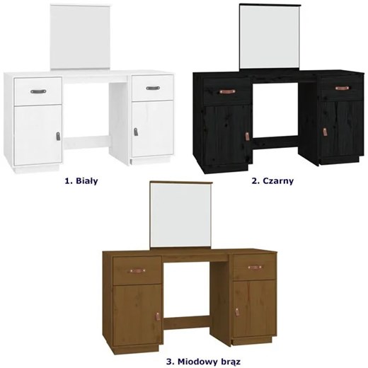 Czarna toaletka drewniana z lustrem - Orissa 3X Elior One Size Edinos.pl