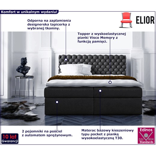Łóżko kontynentalne Miami 200x200 - 44 kolory Elior One Size Edinos.pl