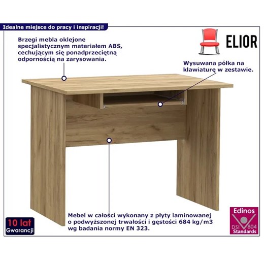 Biurko komputerowe do pracy 100 cm dąb craft - Nedos Elior One Size wyprzedaż Edinos.pl