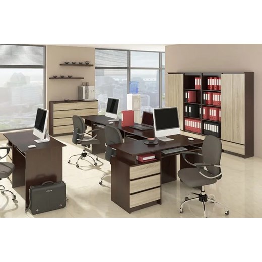 Biurko komputerowe wenge + dąb sonoma - Flarin 2X Elior One Size Edinos.pl