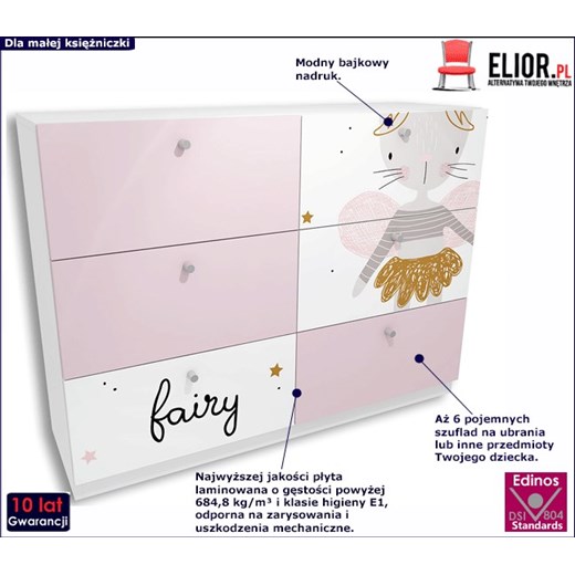 Dziecięca komoda z szufladami Peny 6X - 2 kolory Elior One Size Edinos.pl