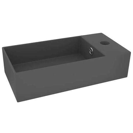 Szara prostokątna umywalka ceramiczna N9-S29 ze sklepu Edinos.pl w kategorii Łazienka - zdjęcie 173561449