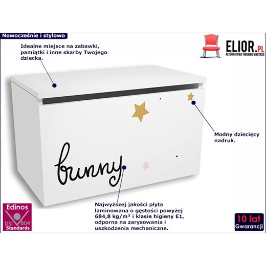 Biała skrzynia na zabawki - Peny 16X Elior One Size Edinos.pl wyprzedaż