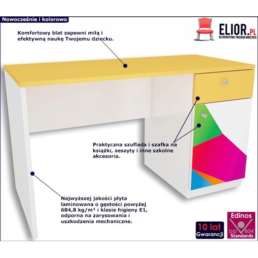 Białe biurko dla dziecka Elif 2X - 3 kolory Elior One Size Edinos.pl