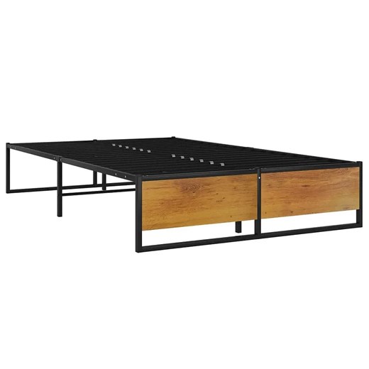 Czarne metalowe łóżko małżeńskie 140x200 cm - Glider ze sklepu Edinos.pl w kategorii Łóżka i materace - zdjęcie 173562439