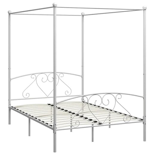 Białe metalowe łóżko w stylu rustykalnym 140x200 cm - Nila ze sklepu Edinos.pl w kategorii Łóżka i materace - zdjęcie 173562657