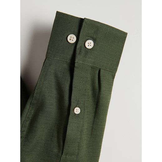 Reserved - Koszula regular z lnem - zielony Reserved XXL Reserved