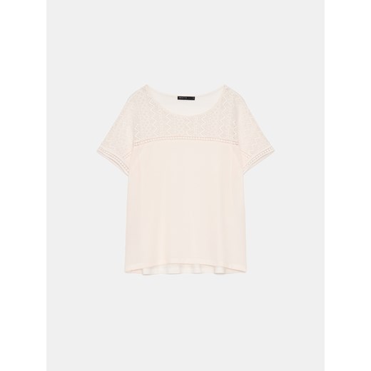 Mohito - T-shirt z wiskozy - kremowy Mohito L Mohito
