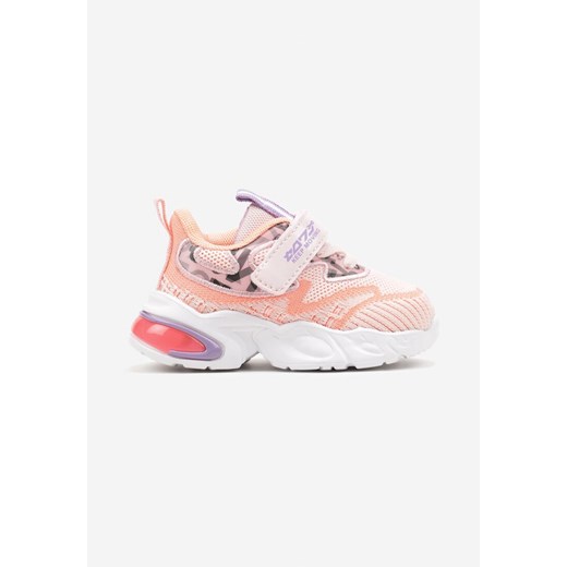 Pomarańczowe Płaskie Buty Sportowe Sneakersy ze Skórzaną Wkładką na Rzep z Ozdobną Podeszwą Tiamat ze sklepu born2be.pl w kategorii Buty sportowe dziecięce - zdjęcie 173565498