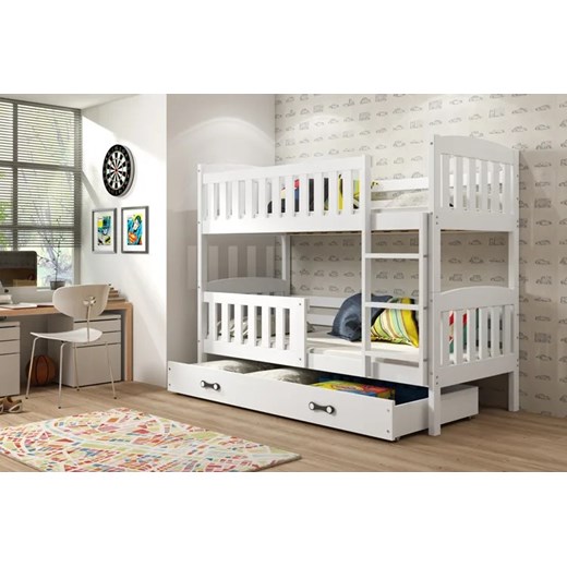 Białe piętrowe łóżko dla dzieci 90x200 - Elize 3X Elior One Size Edinos.pl