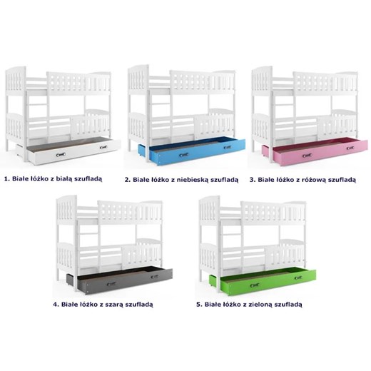 Białe piętrowe łóżko dla dzieci 90x200 - Elize 3X Elior One Size Edinos.pl