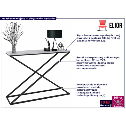 Nowoczesna konsola czarny + beton- Ergik 4X Elior One Size promocyjna cena Edinos.pl