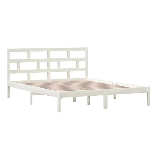 Białe drewniane podwójne łóżko 160x200 - Bente 6X Elior One Size Edinos.pl