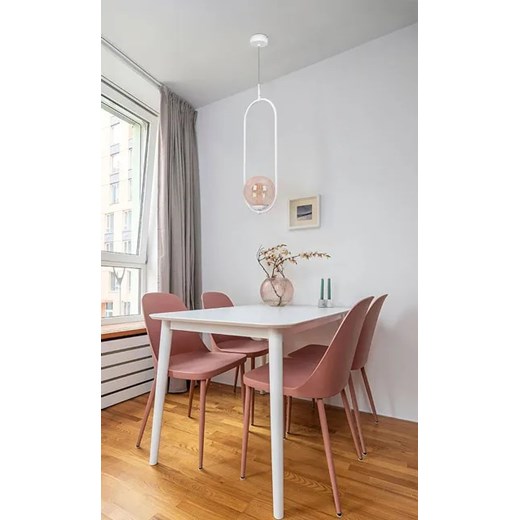 Biało-bursztynowa nowoczesna lampa wisząca nad stół - A488-Erdi Lumes One Size Edinos.pl
