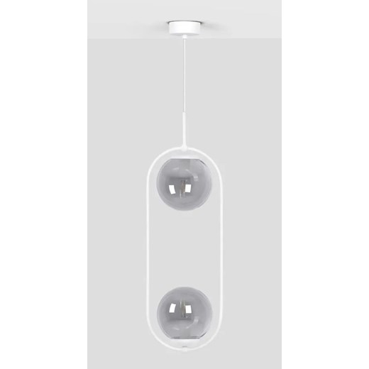 Biało-grafitowa eliptyczna lampa wisząca z 2 kloszami - A489 C4-L99 ze sklepu Edinos.pl w kategorii Lampy wiszące - zdjęcie 173568458